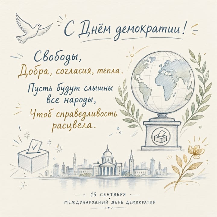 красивая открытка №16 с международным днем демократии