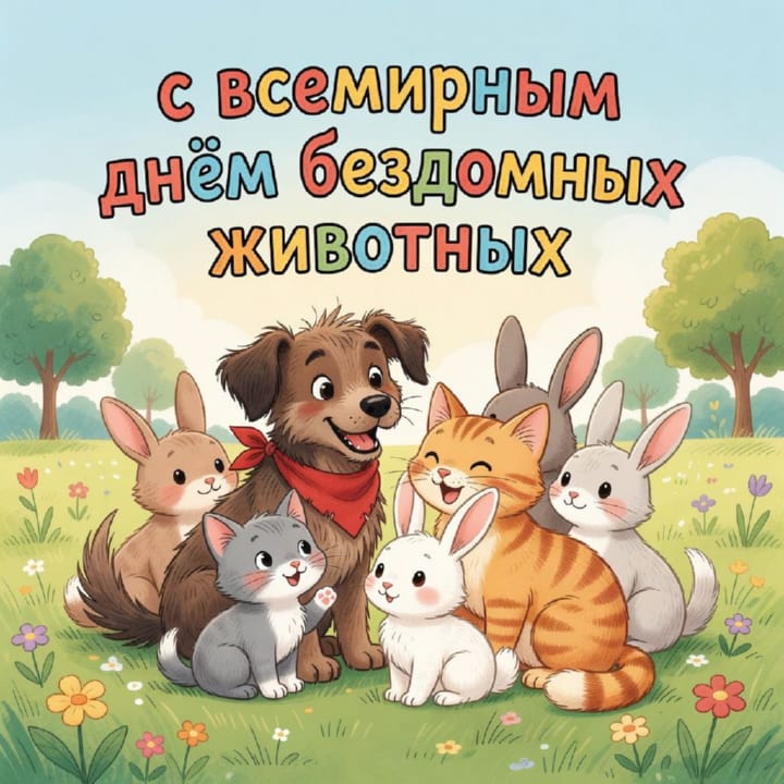 всемирный день бездомных животных, открытка №12