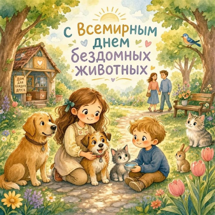 всемирный день бездомных животных, открытка №16