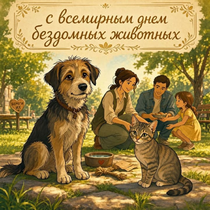 всемирный день бездомных животных, открытка №17