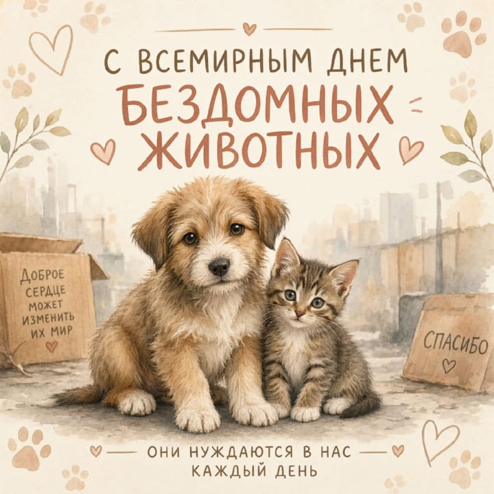 всемирный день бездомных животных, открытка №18