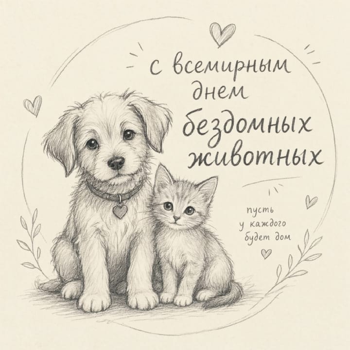 всемирный день бездомных животных, открытка №19