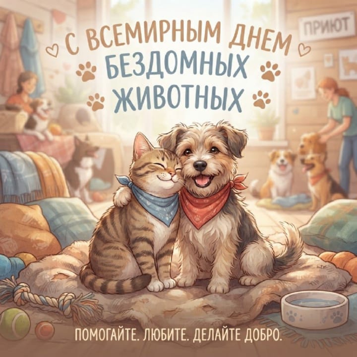 всемирный день бездомных животных, открытка №2