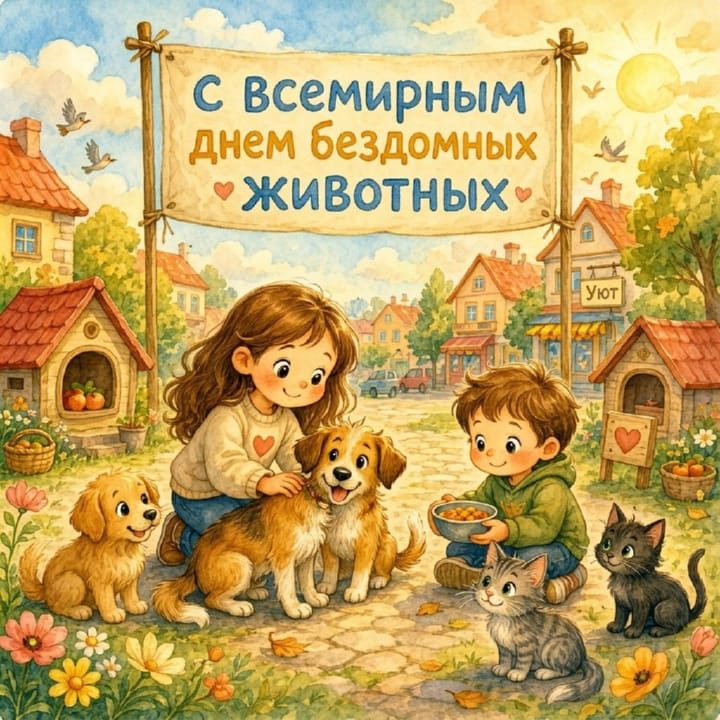 всемирный день бездомных животных, открытка №21