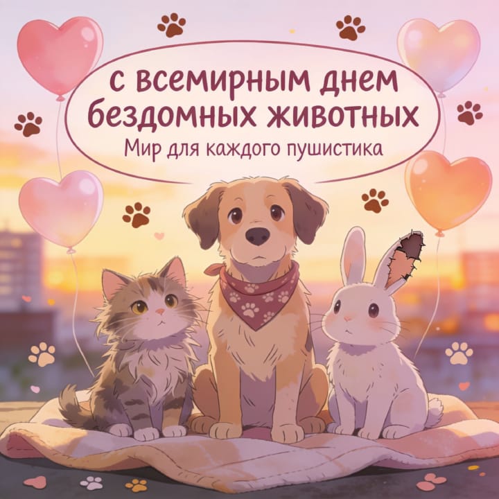 всемирный день бездомных животных, открытка №22