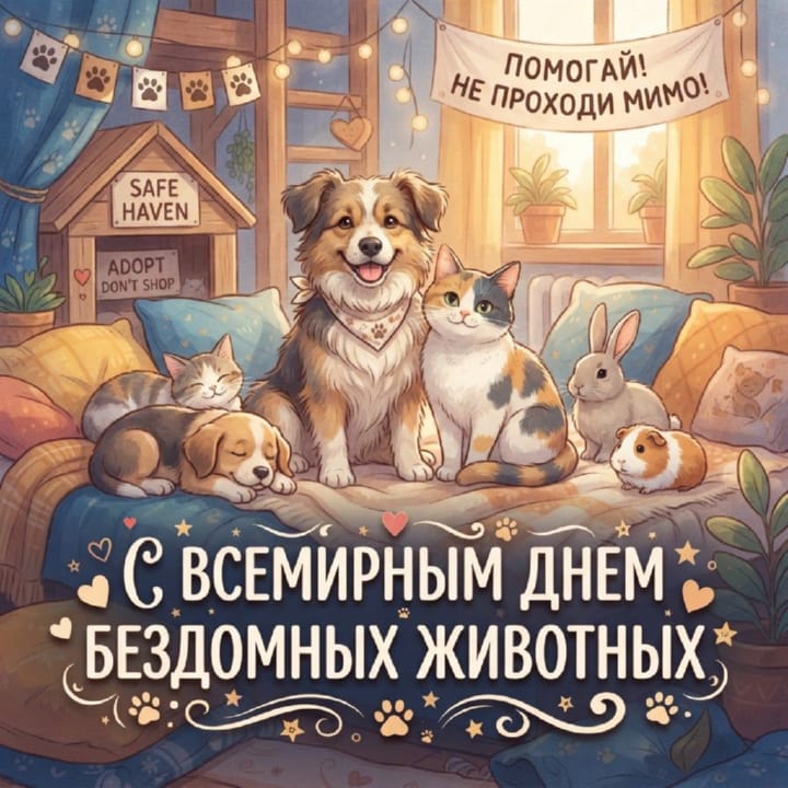 всемирный день бездомных животных, открытка №23
