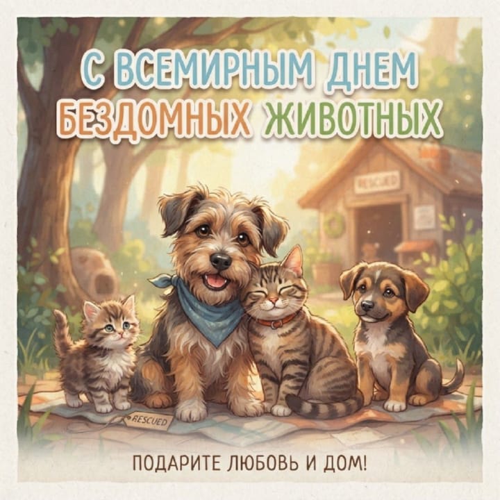 всемирный день бездомных животных, открытка №24