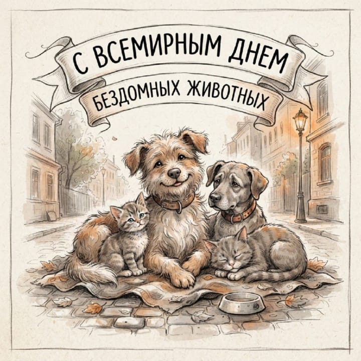 всемирный день бездомных животных, открытка №26