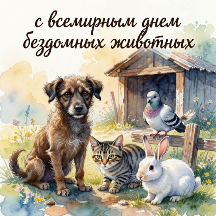 всемирный день бездомных животных, открытка №30