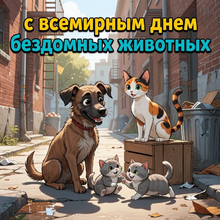 всемирный день бездомных животных, открытка №32