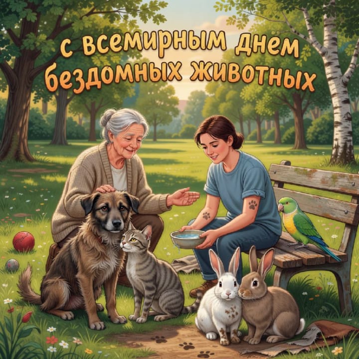 всемирный день бездомных животных, открытка №33