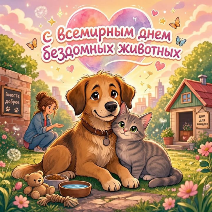 всемирный день бездомных животных, открытка №36