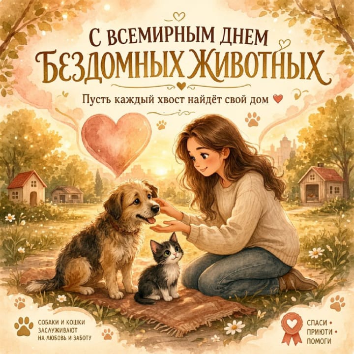 всемирный день бездомных животных, открытка №37