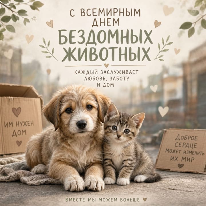 всемирный день бездомных животных, открытка №38