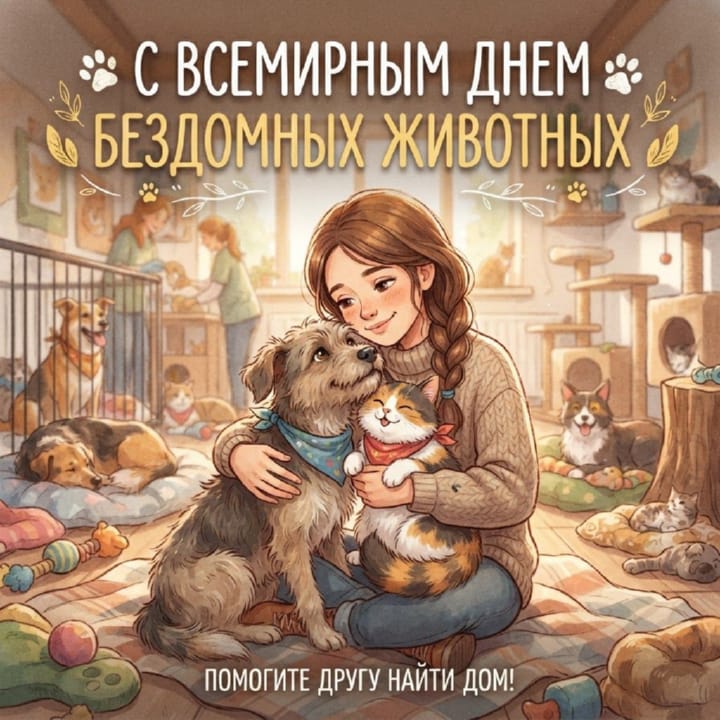 всемирный день бездомных животных, открытка №4