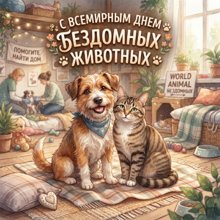 всемирный день бездомных животных, открытка №7
