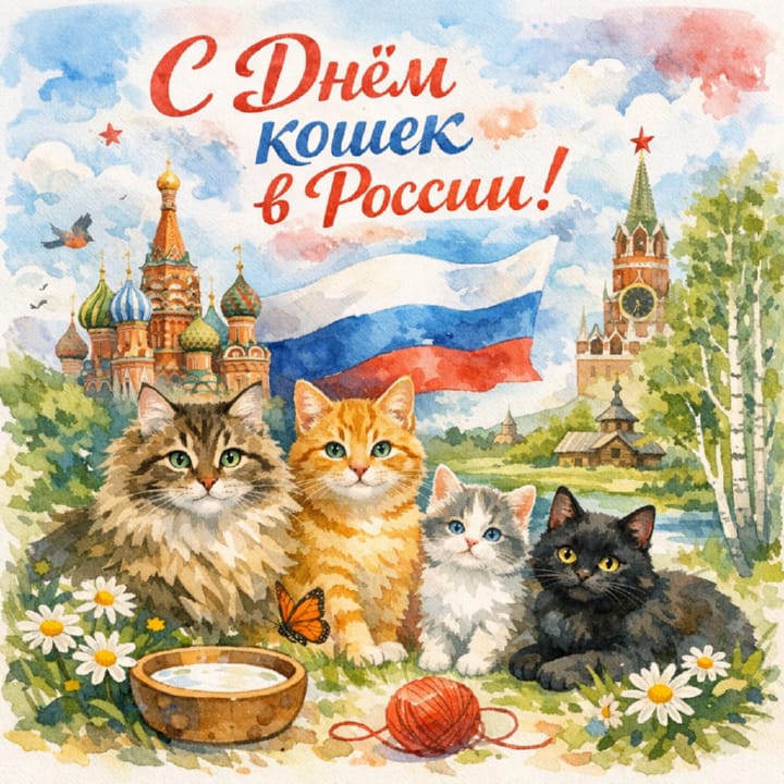 день кошек в России, открытка №11