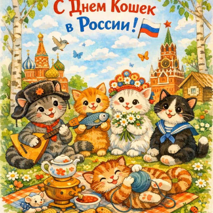 день кошек в России, открытка №12