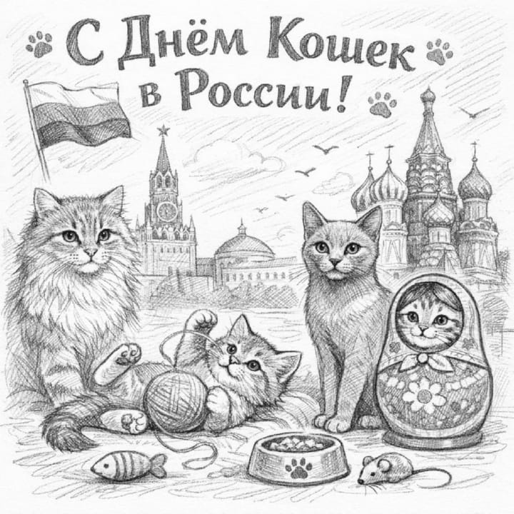 день кошек в России, открытка №14
