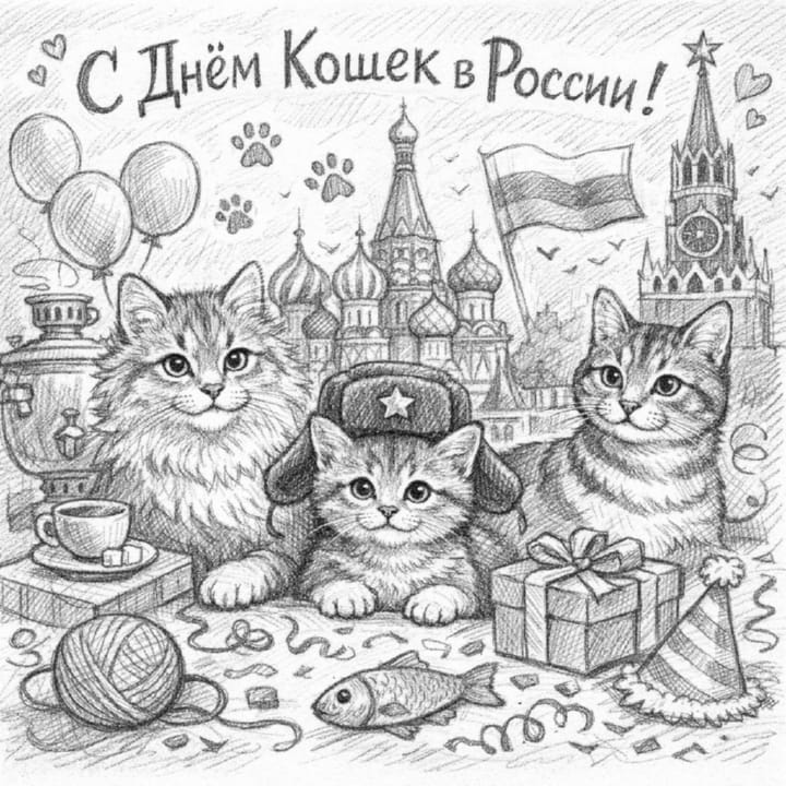 день кошек в России, открытка №16