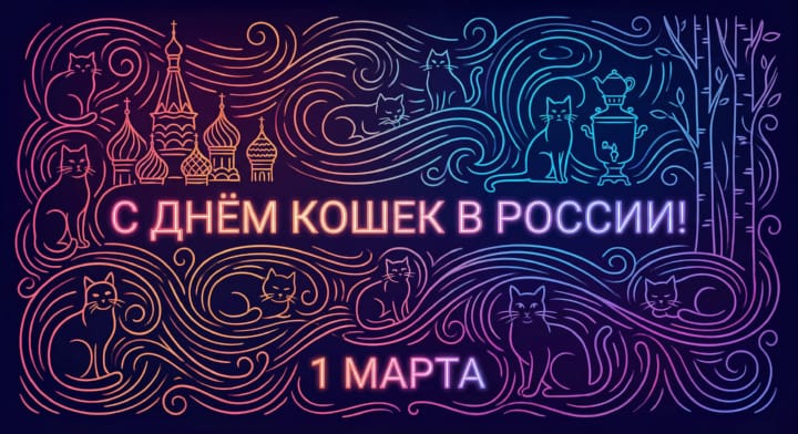 день кошек в России, открытка №18