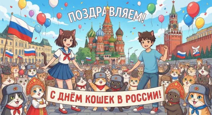 день кошек в России, открытка №19