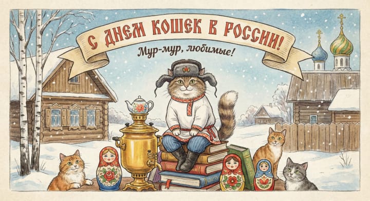 день кошек в России, открытка №20
