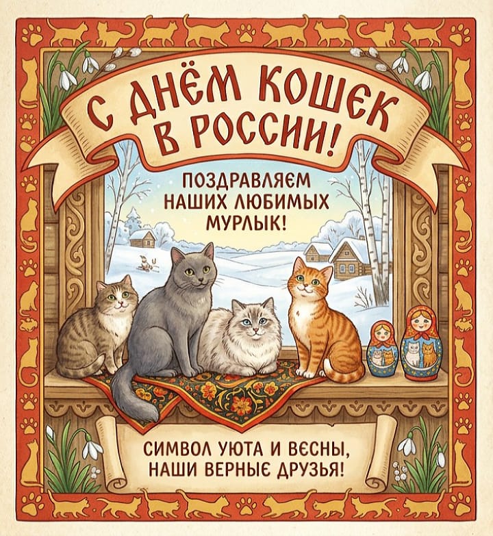 день кошек в России, открытка №4