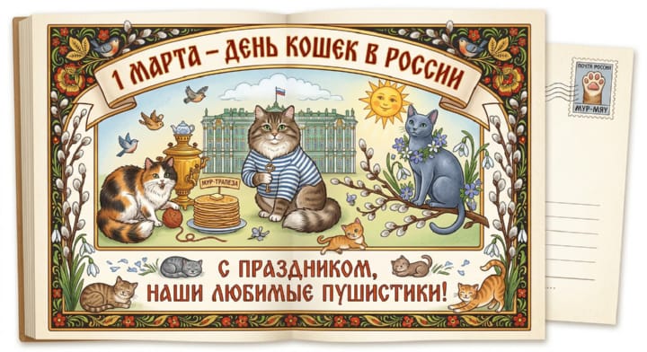 день кошек в России, открытка №6