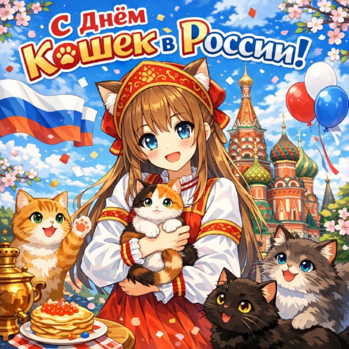 день кошек в России, открытка №7
