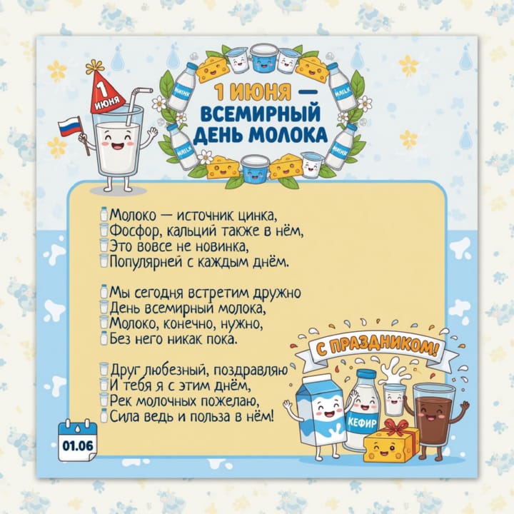 всемирный день молока, открытка №13