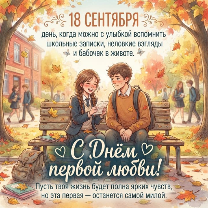 красивая открытка №1 с днем первой любви