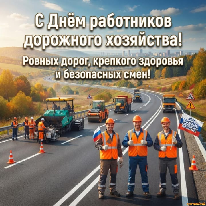 День работников дорожного хозяйства, открытка №2