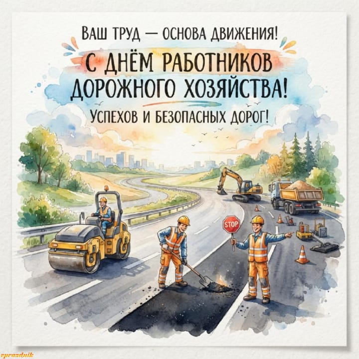 День работников дорожного хозяйства, открытка №3
