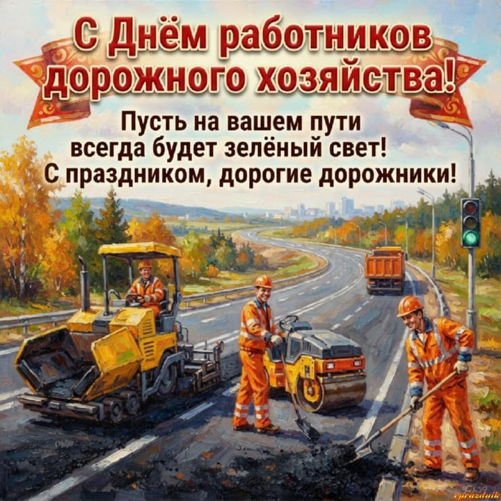 День работников дорожного хозяйства, открытка №4