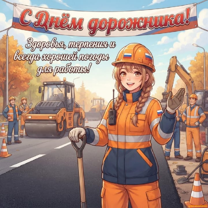 День работников дорожного хозяйства, открытка №6