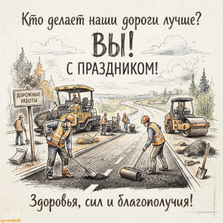 День работников дорожного хозяйства, открытка №11