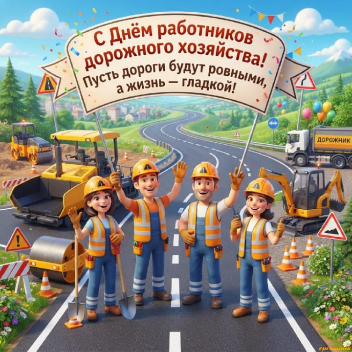 День работников дорожного хозяйства, открытка №13