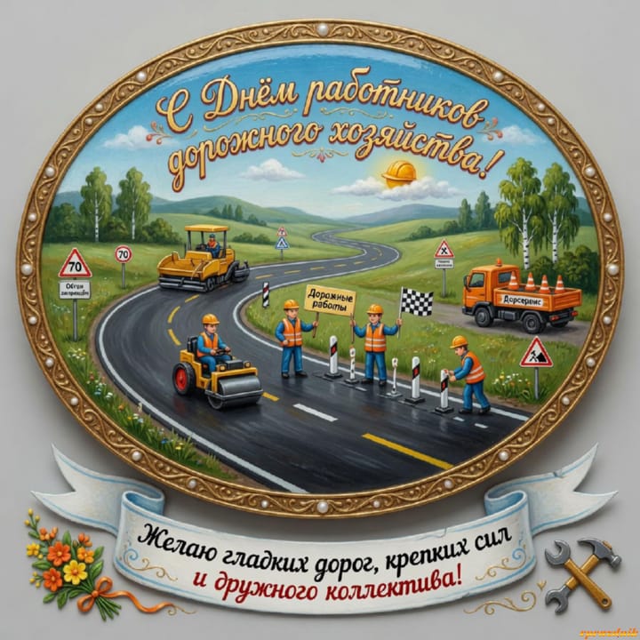 День работников дорожного хозяйства, открытка №17