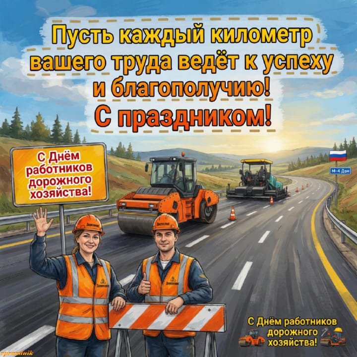 День работников дорожного хозяйства, открытка №18