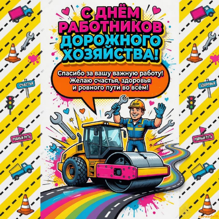 День работников дорожного хозяйства, открытка №19