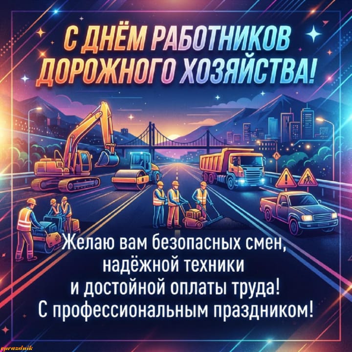 День работников дорожного хозяйства, открытка №23