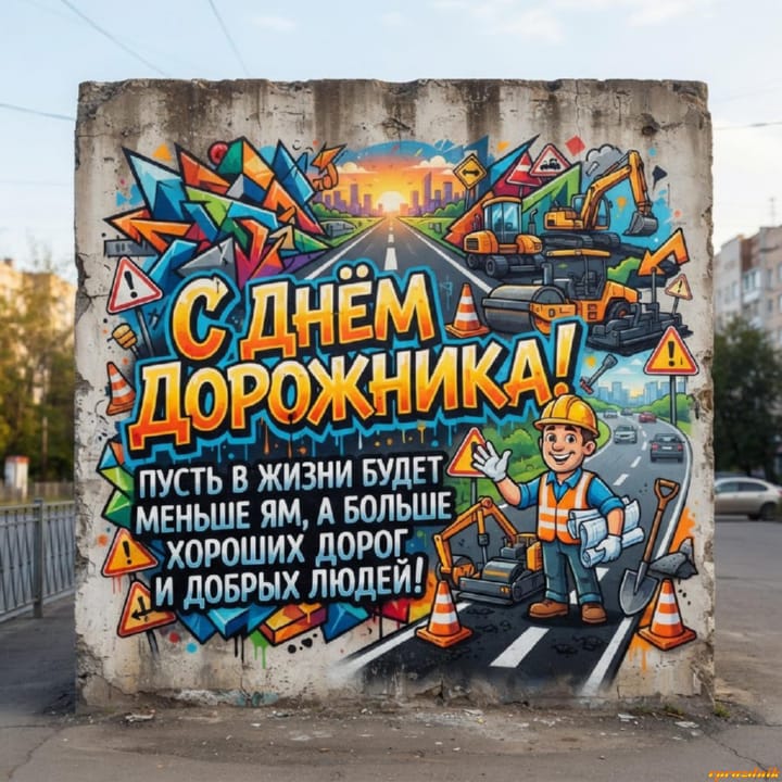 День работников дорожного хозяйства, открытка №28