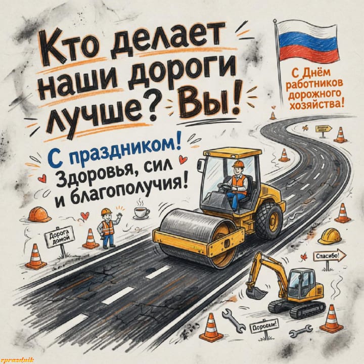 День работников дорожного хозяйства, открытка №29