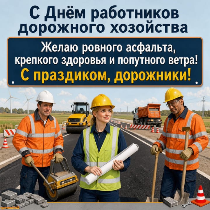 День работников дорожного хозяйства, открытка №31