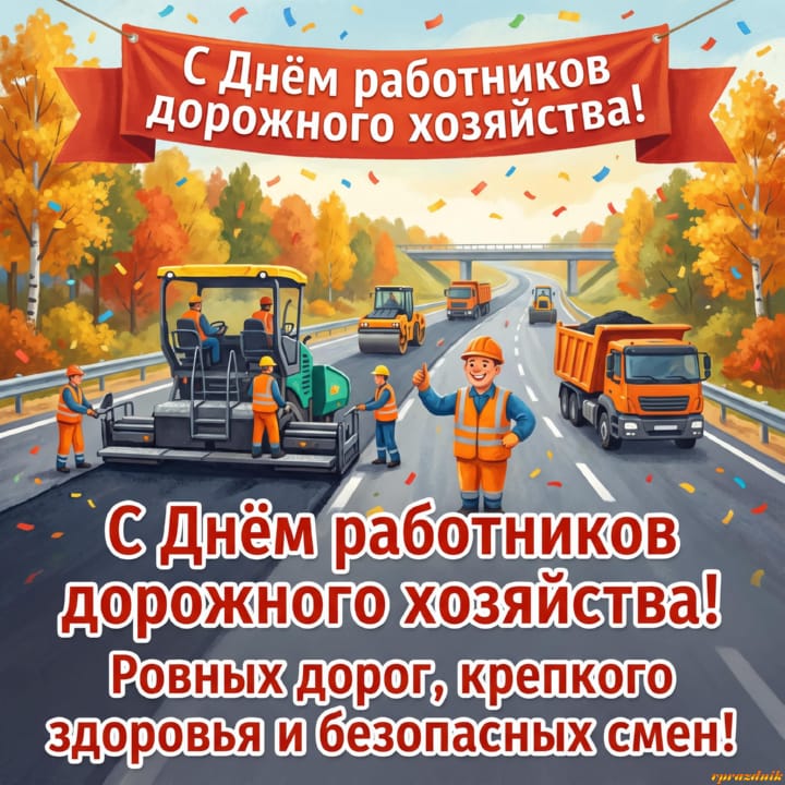 День работников дорожного хозяйства, открытка №32