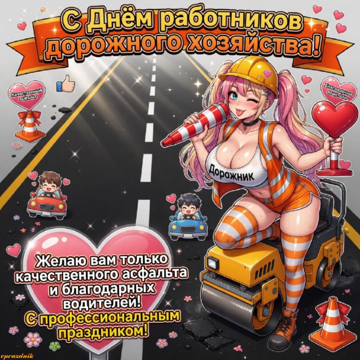 День работников дорожного хозяйства, открытка №33