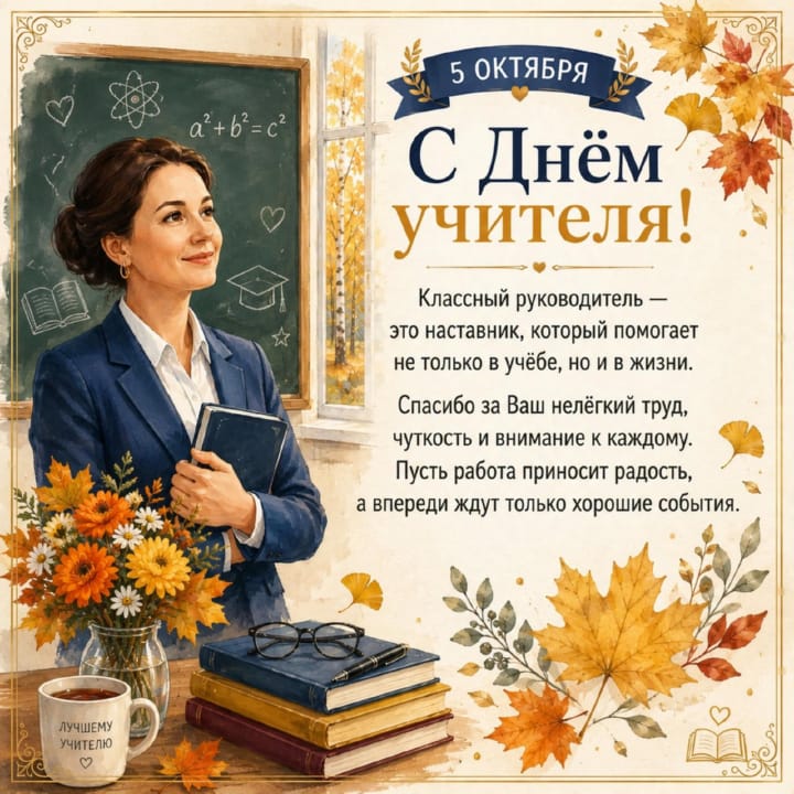классному руководителю с Днем учителя, открытка №2