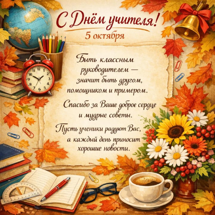 классному руководителю с Днем учителя, открытка №5