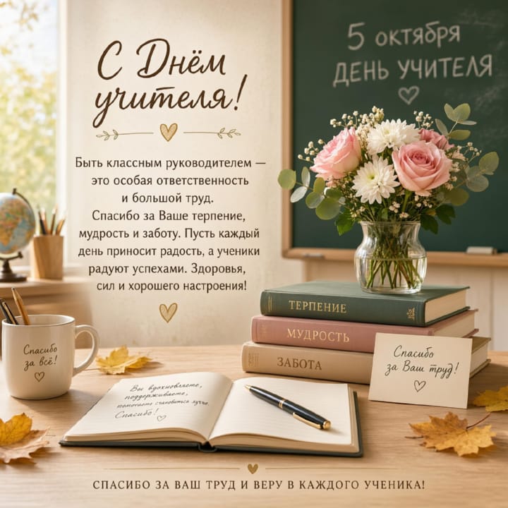 классному руководителю с Днем учителя, открытка №6